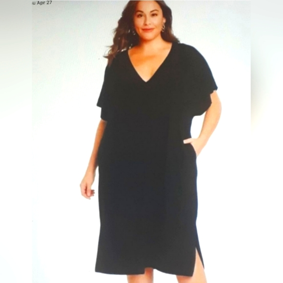 COPY - Ava and Viv Plus Size 3X Black Maxi Lounge Dress with Pockets - Picture 1 of 5